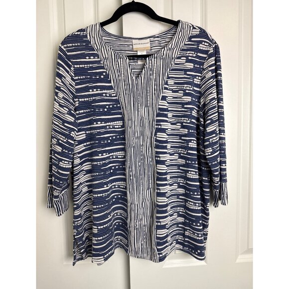 Alfred Dunner Woman Split Neck Spliced Texture Top size 1X - Picture 2 of 6